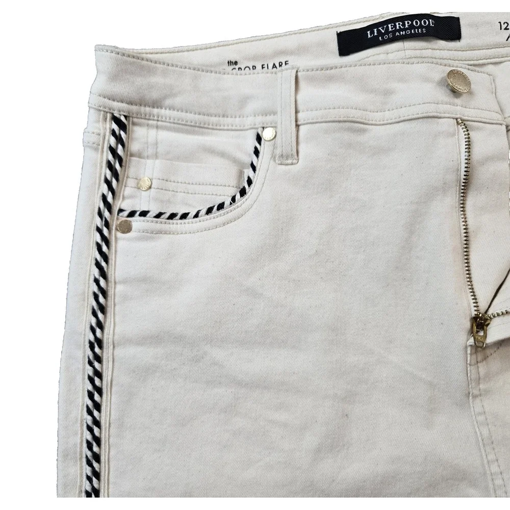 Liverpool Women's Jeans High Rise Crop Flare Color Seaside Dunes 32